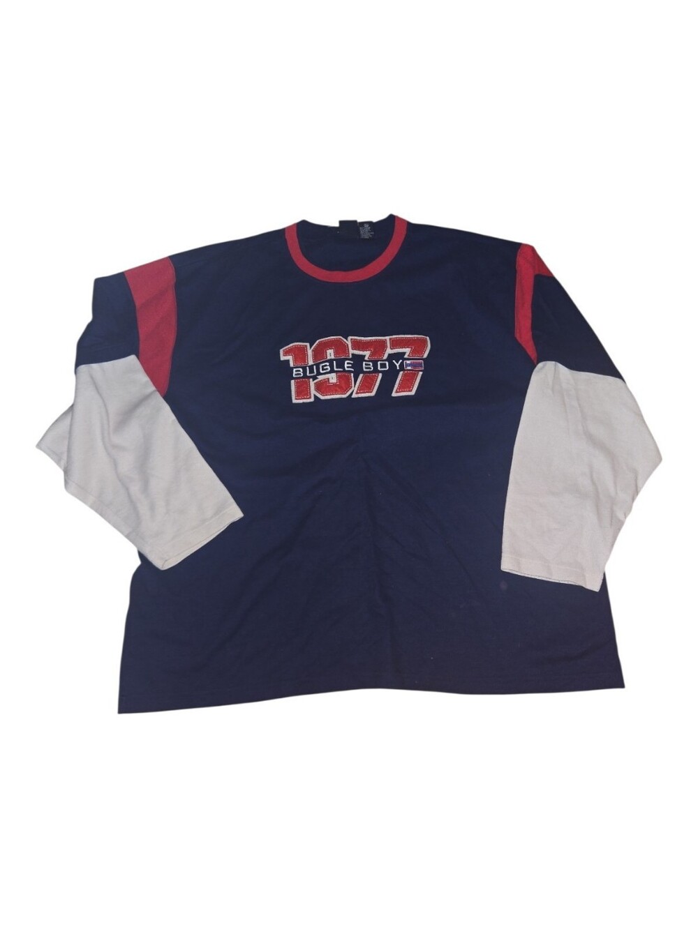 Vintage Bugle Boy Navy & White 1977 Graphic  Long Sleeve Top Size 3XL